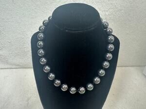 Peacock Pearl Vintage Choker 925 Sterling Silver Gold Vermeil Clasp Hand Knotted